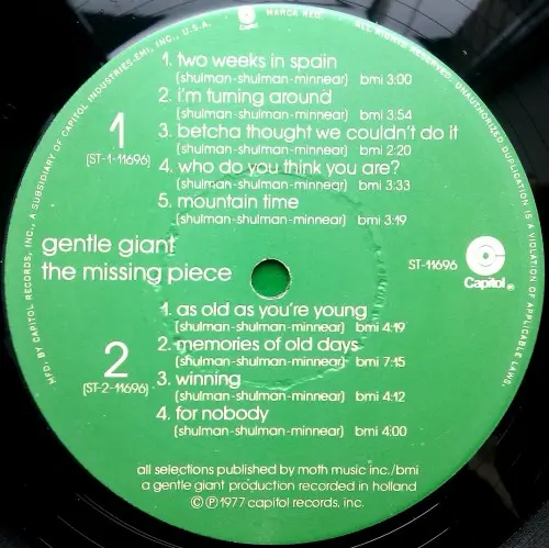 Gentle Giant - The Missing Piece 1977